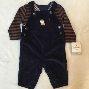 Carters 6M Navy Bulldog Corduroy Overall Set